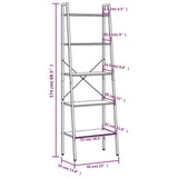 5-Tier Standing Shelf Light Brown and Black 56x35x174 cm