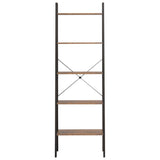 5-Tier Standing Shelf Dark Brown and Black 56x35x174 cm - Side View