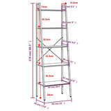 5-Tier Standing Shelf Dark Brown and Black 56x35x174 cm