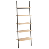 5-Tier Leaning Shelf Light Brown and Black 64x34x185.5 cm - Front View