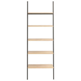5-Tier Leaning Shelf Light Brown and Black 64x34x185.5 cm