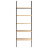 5-Tier Leaning Shelf Light Brown and Black 64x34x185.5 cm - Side View