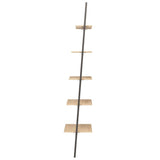 5-Tier Leaning Shelf Light Brown and Black 64x34x185.5 cm - Top-Down View