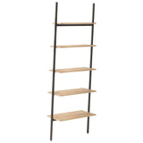 5-Tier Leaning Shelf Light Brown and Black 64x34x185.5 cm - 45-Degree Angle