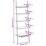 5-Tier Leaning Shelf Light Brown and Black 64x34x185.5 cm - Low Angle