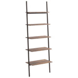 5-Tier Leaning Shelf Dark Brown and Black 64x34x185.5 cm - Front View