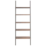 5-Tier Leaning Shelf Dark Brown and Black 64x34x185.5 cm - Side View