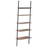5-Tier Leaning Shelf Dark Brown and Black 64x34x185.5 cm - 45-Degree Angle