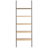 5-Tier Leaning Shelf Light Brown and Black 64x35x185 cm