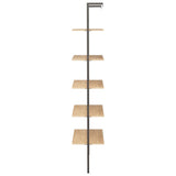 5-Tier Leaning Shelf Light Brown and Black 64x35x185 cm - Top-Down View