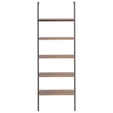 5-Tier Leaning Shelf Dark Brown and Black 64x35x185 cm - Side View