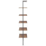 5-Tier Leaning Shelf Dark Brown and Black 64x35x185 cm - Top-Down View
