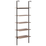 5-Tier Leaning Shelf Dark Brown and Black 64x35x185 cm