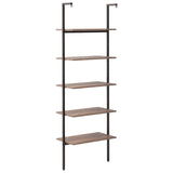 5-Tier Leaning Shelf Dark Brown and Black 64x35x185 cm - 45-Degree Angle