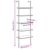 5-Tier Leaning Shelf Dark Brown and Black 64x35x185 cm - Low Angle