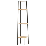 4-Tier Corner Shelf Light Brown and Black 45.5x31.5x150 cm