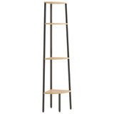 4-Tier Corner Shelf Light Brown and Black 45.5x31.5x150 cm - Front View