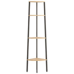 4-Tier Corner Shelf Light Brown and Black 45.5x31.5x150 cm