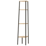 4-Tier Corner Shelf Light Brown and Black 45.5x31.5x150 cm - 45-Degree Angle