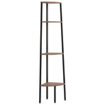 4-Tier Corner Shelf Dark Brown and Black 45.5x31.5x150 cm