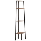 4-Tier Corner Shelf Dark Brown and Black 45.5x31.5x150 cm - Front View