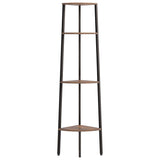4-Tier Corner Shelf Dark Brown and Black 45.5x31.5x150 cm - Side View