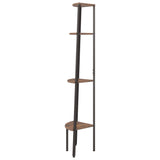 4-Tier Corner Shelf Dark Brown and Black 45.5x31.5x150 cm - Top-Down View