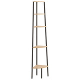 5-Tier Corner Shelf Light Brown and Black 45.5x31.5x180 cm