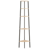 5-Tier Corner Shelf Light Brown and Black 45.5x31.5x180 cm