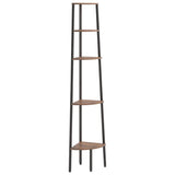5-Tier Corner Shelf Dark Brown and Black 45.5x31.5x180 cm - Front View