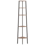 5-Tier Corner Shelf Dark Brown and Black 45.5x31.5x180 cm