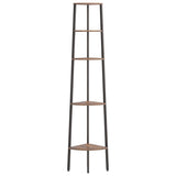 5-Tier Corner Shelf Dark Brown and Black 45.5x31.5x180 cm - Side View