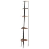 5-Tier Corner Shelf Dark Brown and Black 45.5x31.5x180 cm - Top-Down View
