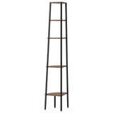 5-Tier Corner Shelf Dark Brown and Black 45.5x31.5x180 cm - 45-Degree Angle