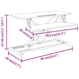 Adjustable Workstation 90x40x(13-50) cm Steel and Engineered Wood - Low Angle