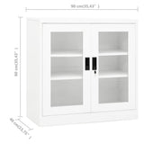Office Cabinet White 90x40x90 cm Steel - Low Angle