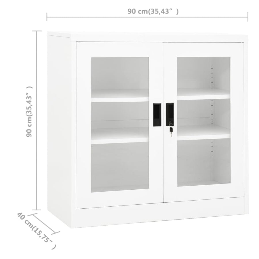 Office Cabinet White 90x40x90 cm Steel