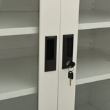 Office Cabinet Light Grey 90x40x105 cm Steel - Rear View