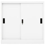 Office Cabinet with Sliding Door White 90x40x90 cm Steel - Front View