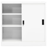 Office Cabinet with Sliding Door White 90x40x90 cm Steel
