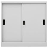 Office Cabinet with Sliding Door Light Grey 90x40x90 cm Steel - Front View