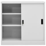 Office Cabinet with Sliding Door Light Grey 90x40x90 cm Steel - Side View