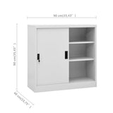Office Cabinet with Sliding Door Light Grey 90x40x90 cm Steel - Low Angle
