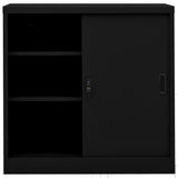 Office Cabinet with Sliding Door Black 90x40x90 cm Steel - Side View