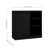 Office Cabinet with Sliding Door Black 90x40x90 cm Steel - Low Angle
