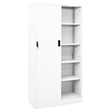 Office Cabinet with Sliding Door White 90x40x180 cm Steel - Front View