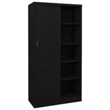 Office Cabinet with Sliding Door Black 90x40x180 cm Steel - Front View