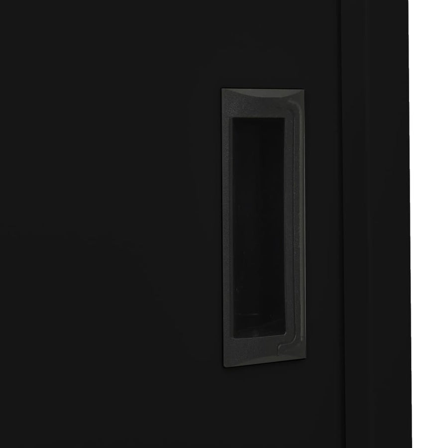 Office Cabinet with Sliding Door Black 90x40x180 cm Steel