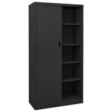 Office Cabinet with Sliding Door Anthracite 90x40x180 cm Steel - Front View