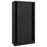 Office Cabinet with Sliding Door Anthracite 90x40x180 cm Steel - Side View